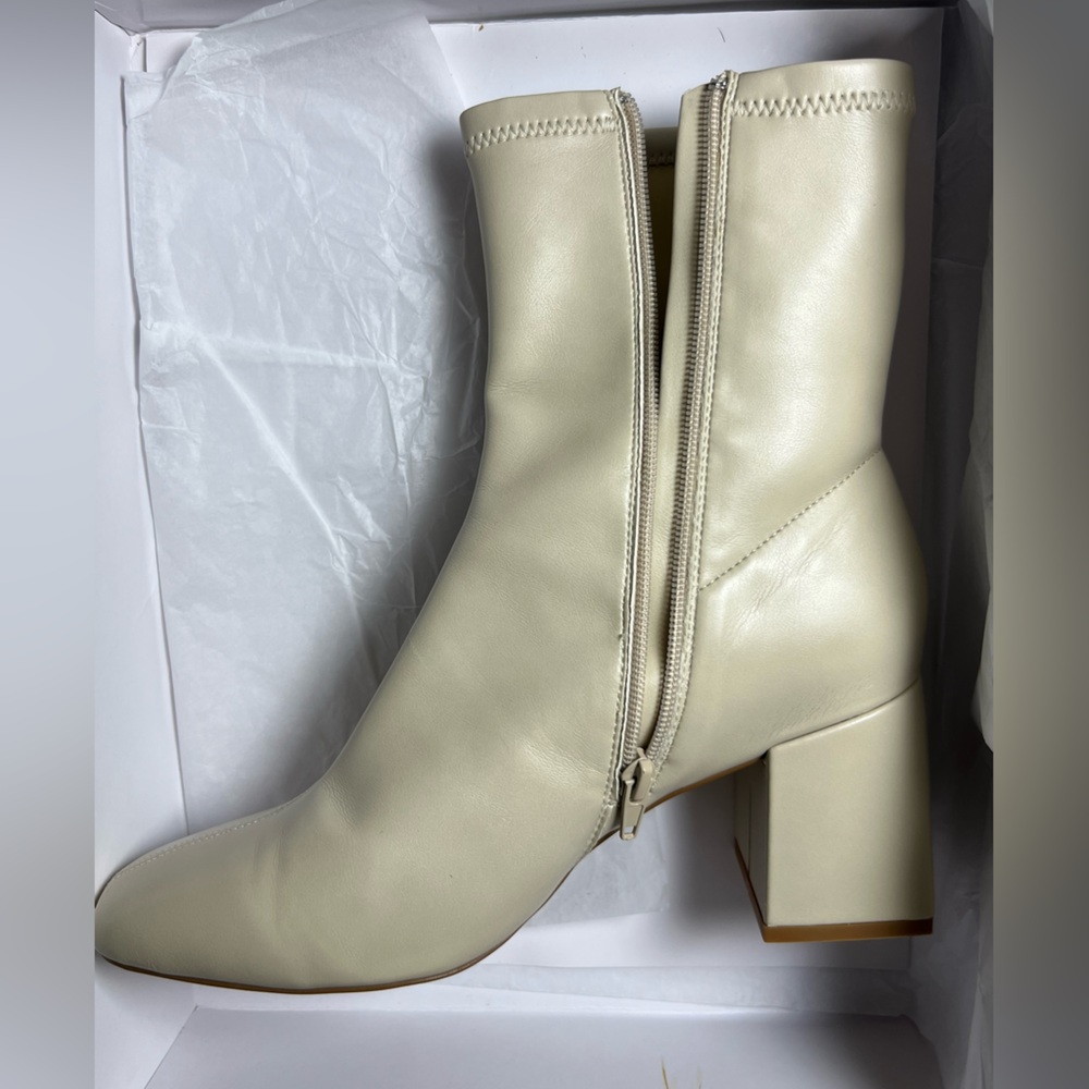 Silent D Carina Ankle Boots Ivory Oatmilk Napa Block Heel size EU 41 / US 10.5 - Picture 4 of 10